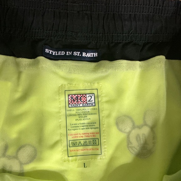 MC2 Saint Barth Men’s Mickey Mouse Embroidered Swim Shorts In Florescent Yellow - Picture 3 of 9